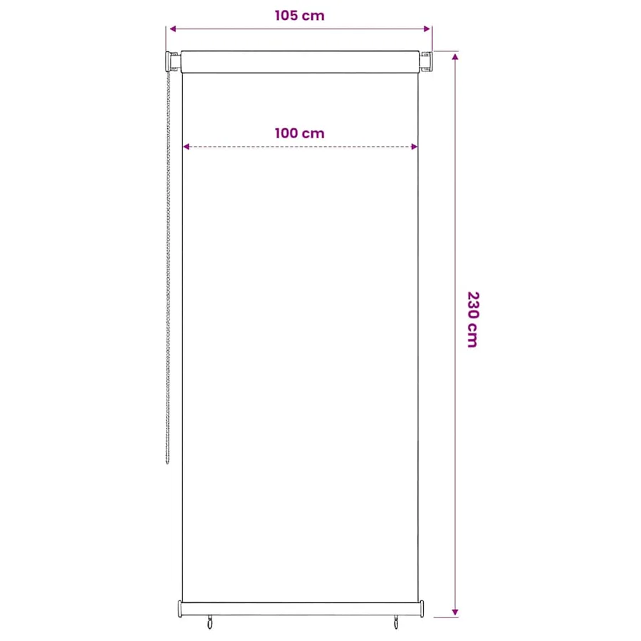 Store roulant d'extérieur 105 (l) x 230 (H) cm marron HDPE - 6