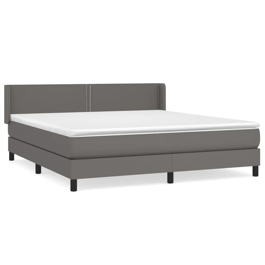 Sommier à lattes de lit avec matelas Gris 180x200 cm Similicuir - 2