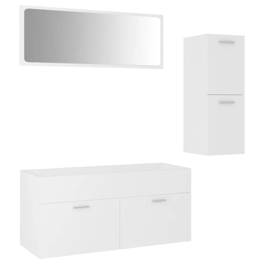 Ensemble de meubles de salle de bain Blanc Aggloméré - 2