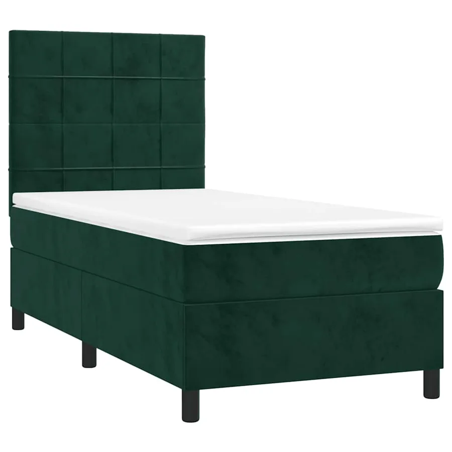 Sommier à lattes de lit et matelas et LED Vert foncé 80x200 cm - 3