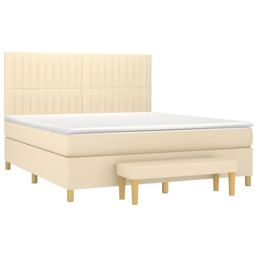 Sommier à lattes de lit avec matelas Crème 180x200 cm Tissu - 3