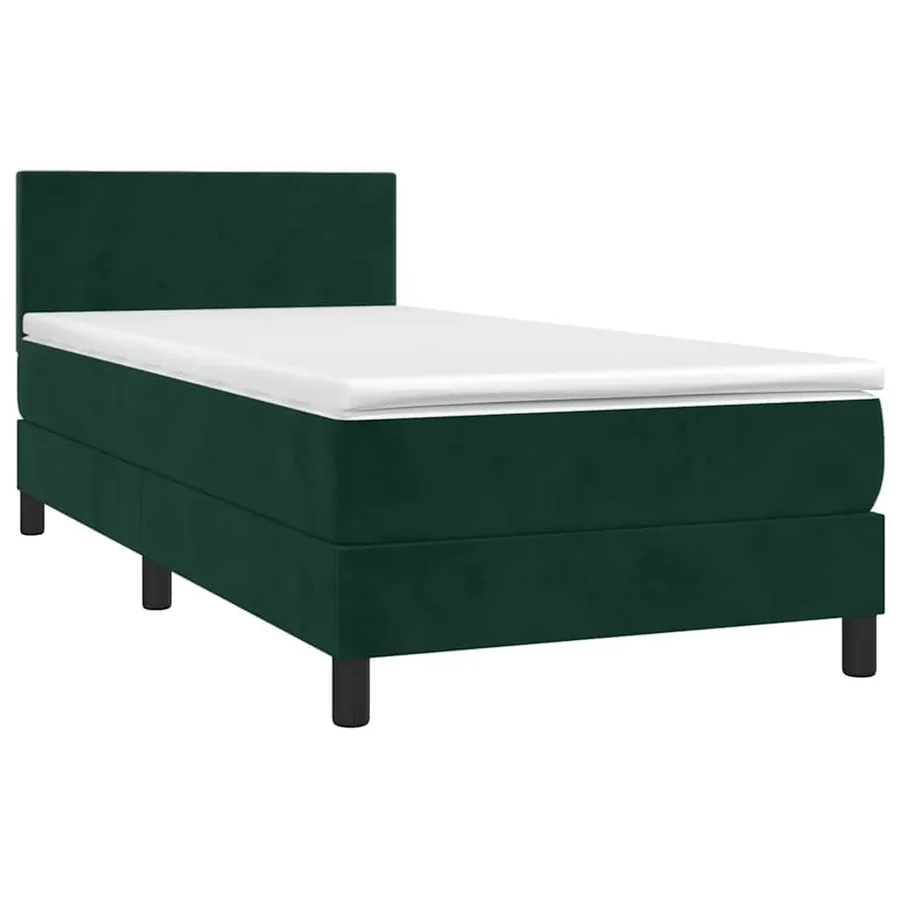 Sommier à lattes de lit avec matelas Vert foncé 90x190 cm - 3
