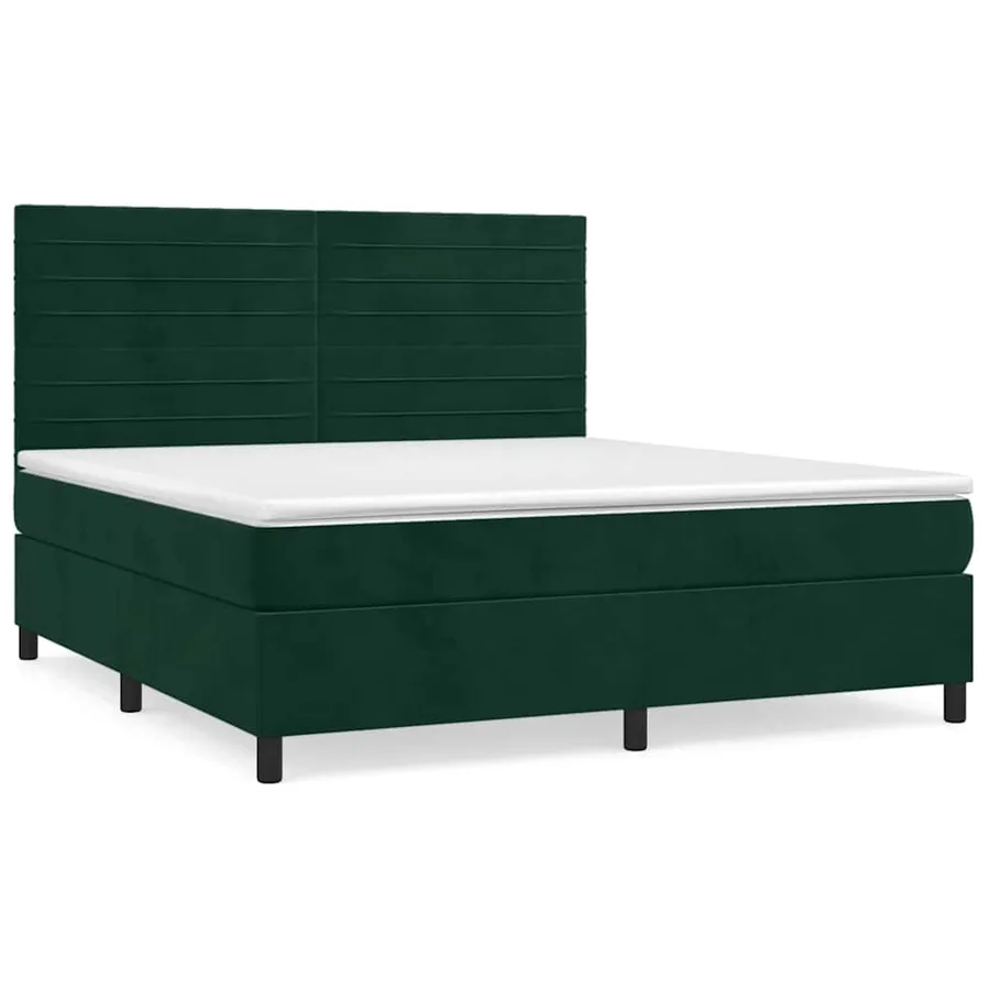 Sommier à lattes de lit et matelas Vert foncé 180x200cm Velours - 2