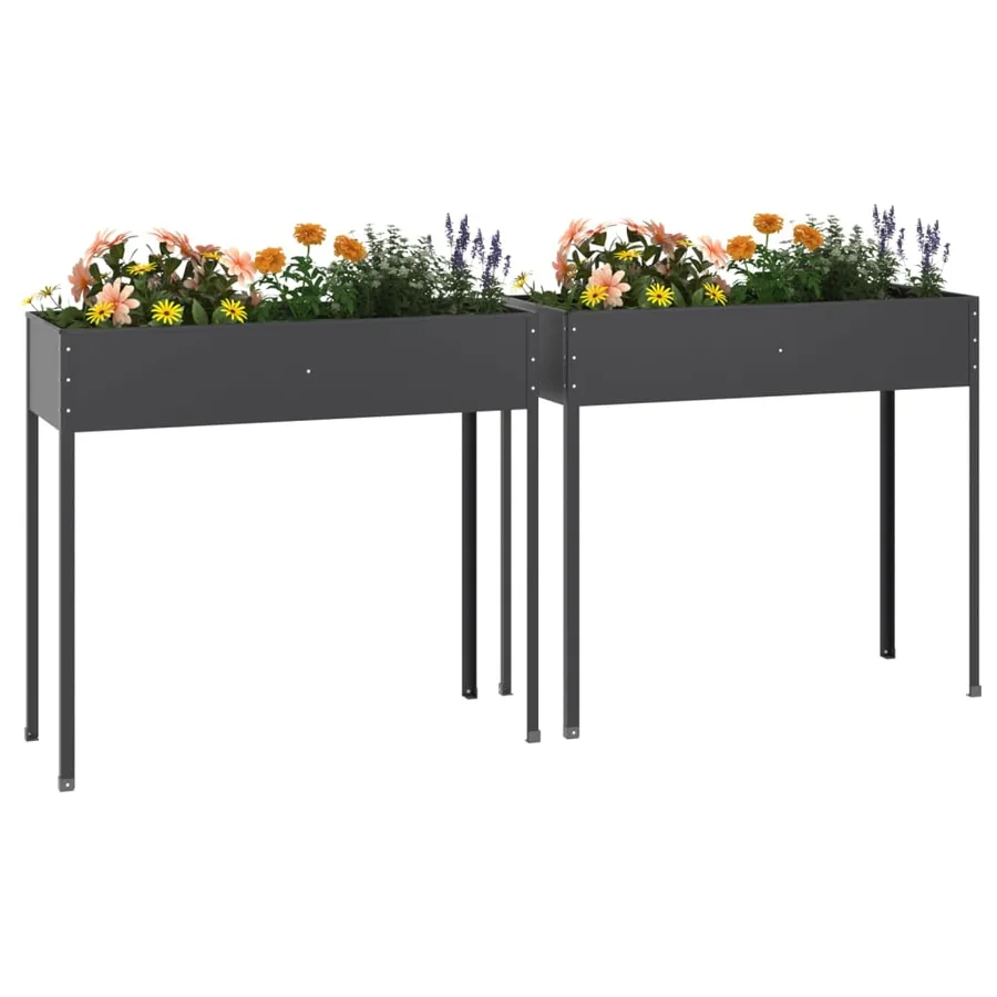 Jardinières 2 pcs Anthracite Acier galvanisé - 3