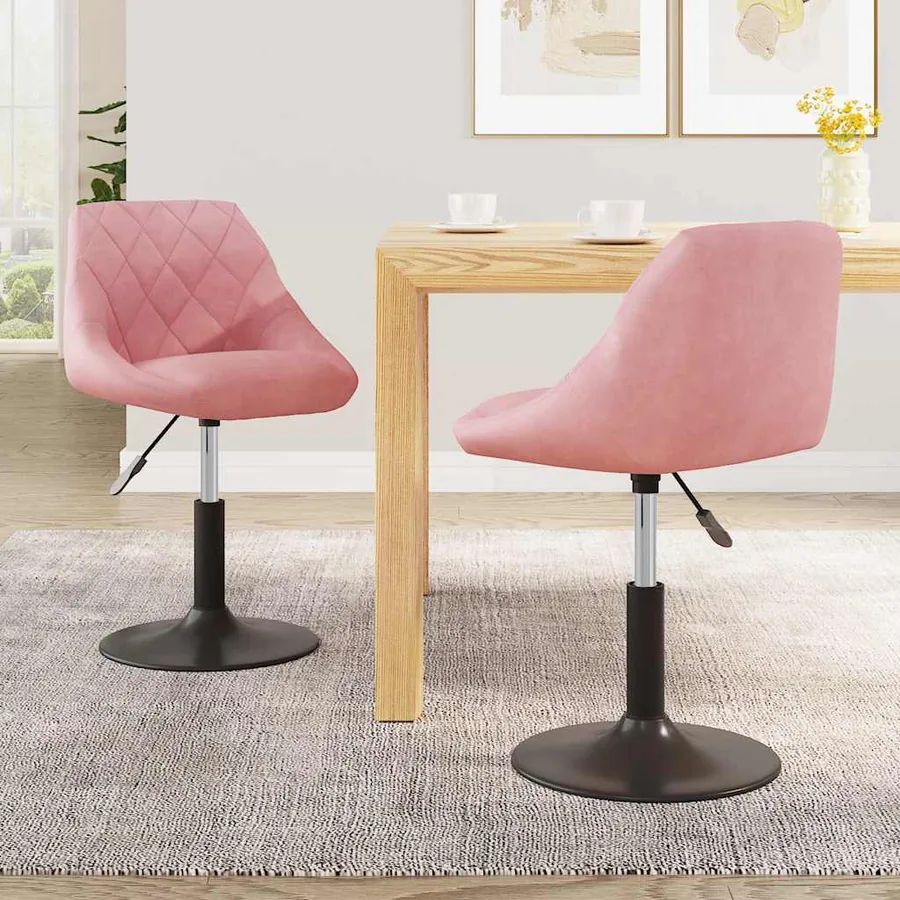 Chaises pivotantes à manger lot de 2 Rose Velours