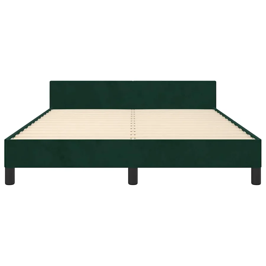 Cadre de lit sans matelas vert foncé 140x190 cm velours - 6