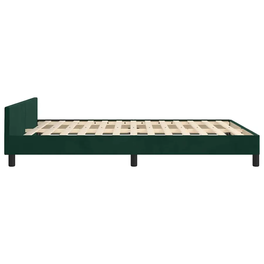 Cadre de lit sans matelas vert foncé 140x190 cm velours - 8