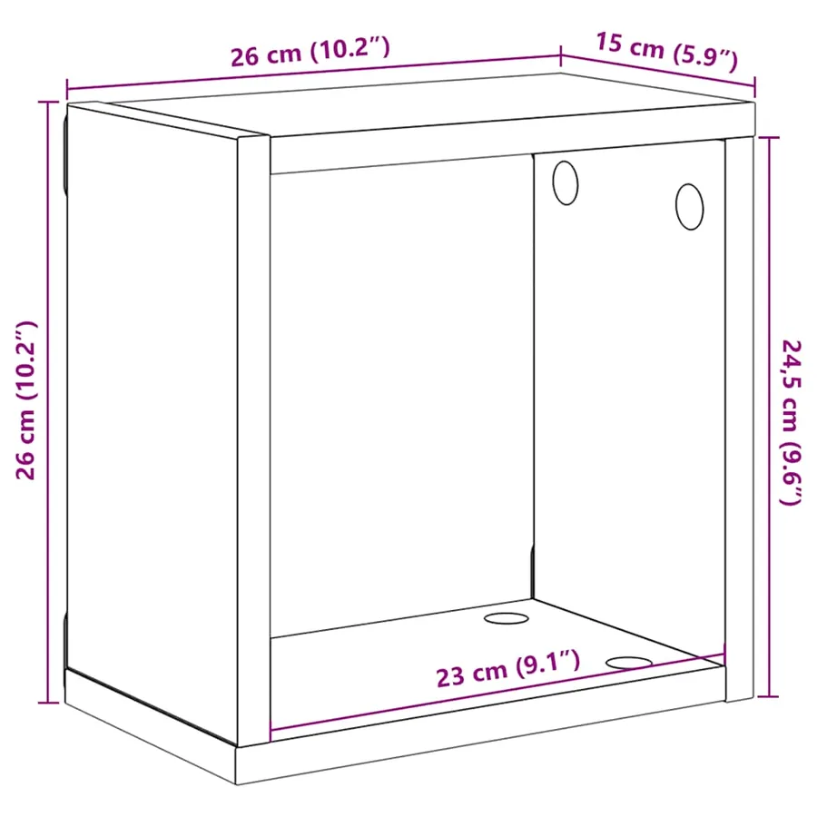 Étagères cube murales 2 pcs Chêne sonoma 26x15x26 cm - 11