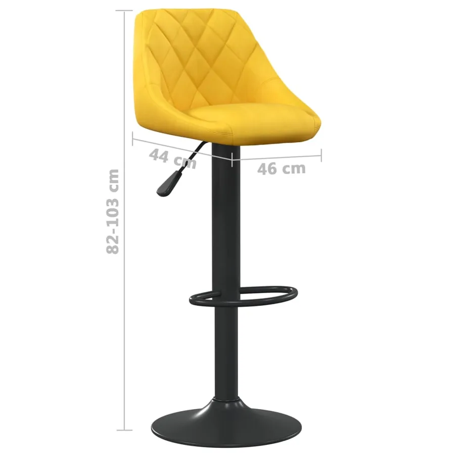 Tabouret de bar Jaune moutarde Velours - 8