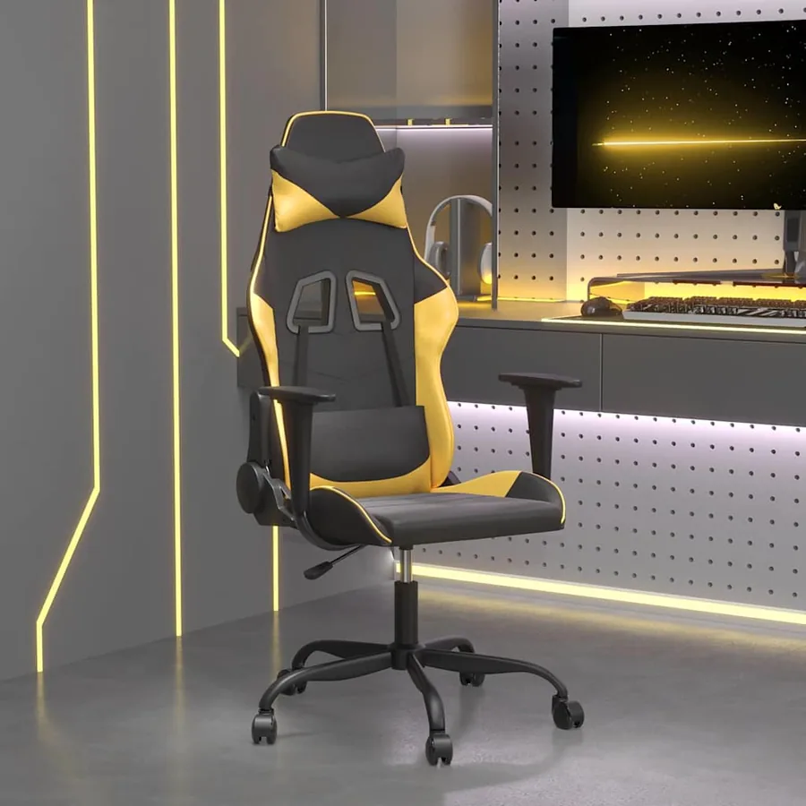 Chaise de jeu de massage Noir et doré Similicuir