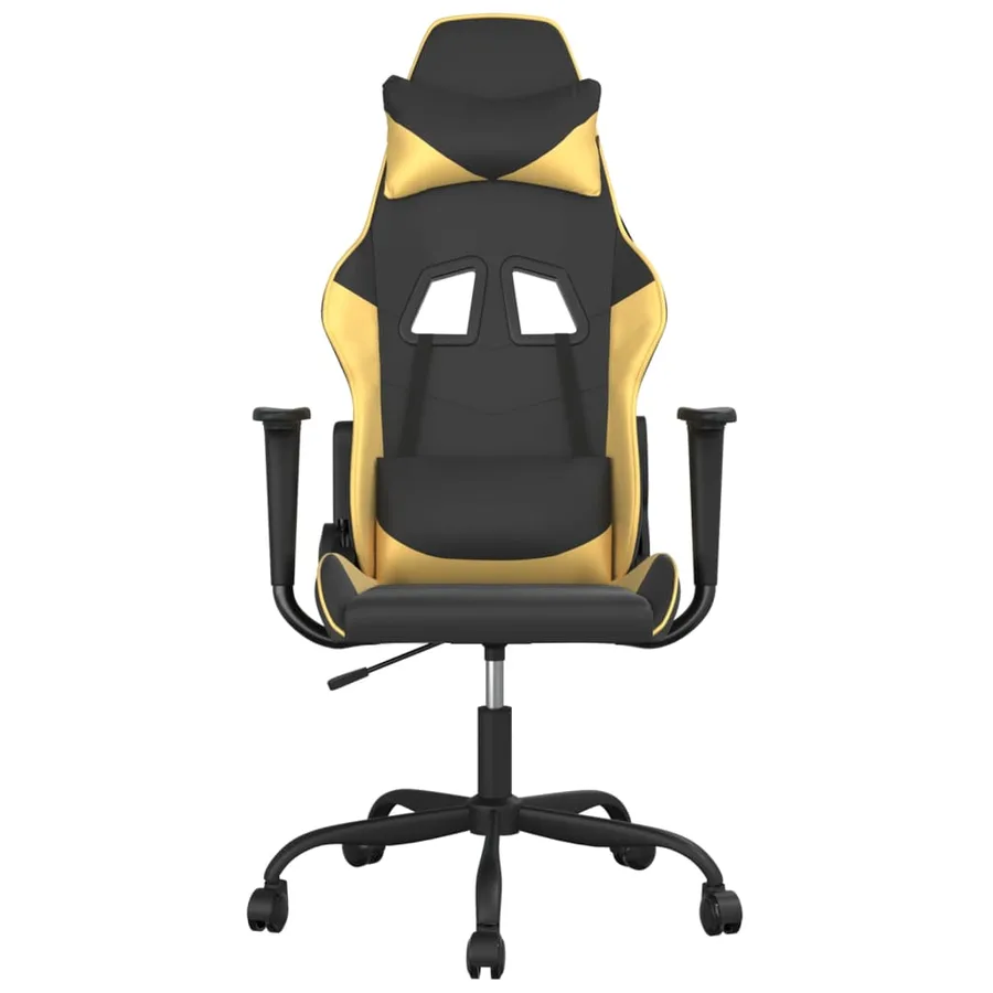Chaise de jeu de massage Noir et doré Similicuir - 3