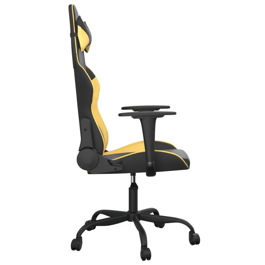 Chaise de jeu de massage Noir et doré Similicuir - 4