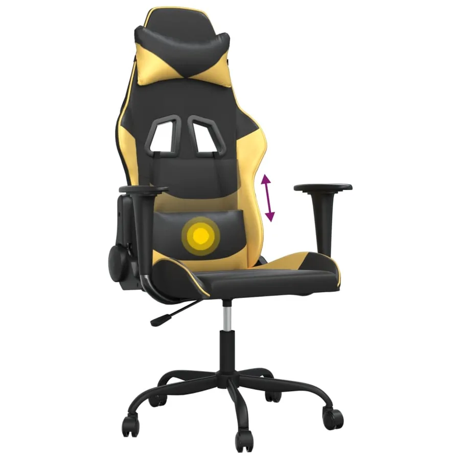 Chaise de jeu de massage Noir et doré Similicuir - 7
