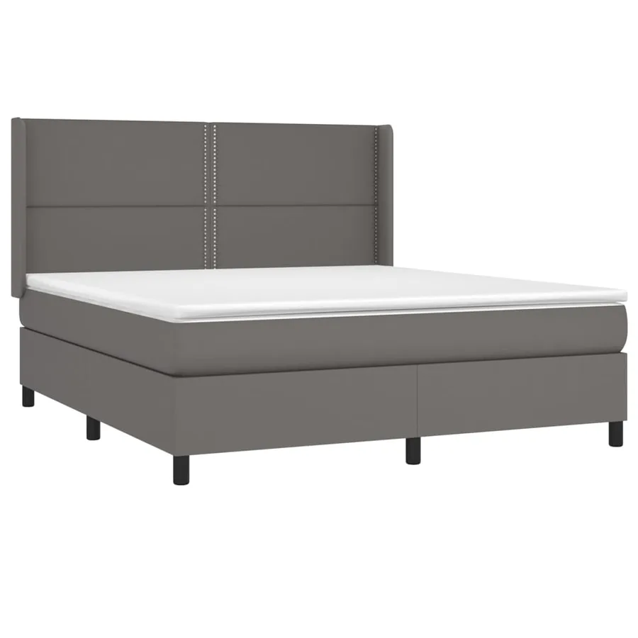 Sommier à lattes de lit avec matelas Gris 180x200 cm Similicuir - 3