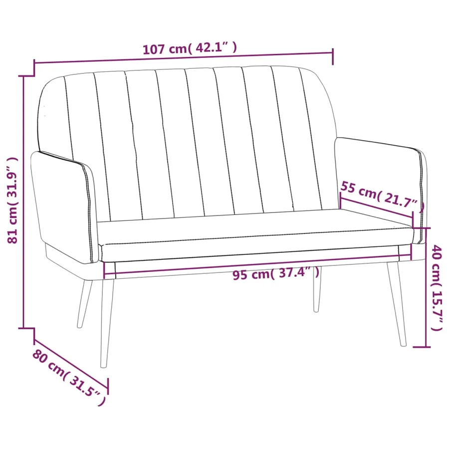 Banc Rouge bordeaux 107x80x81 cm Similicuir - 8