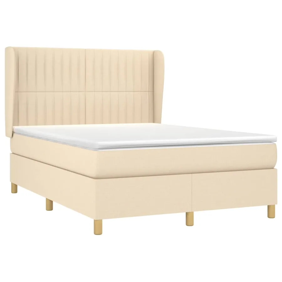 Sommier à lattes de lit avec matelas Crème 140x190 cm Tissu - 3