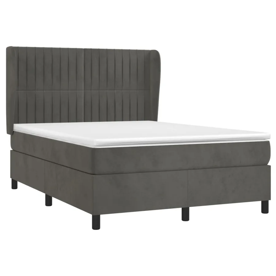 Sommier à lattes de lit et matelas Gris foncé 140x200cm Velours - 3