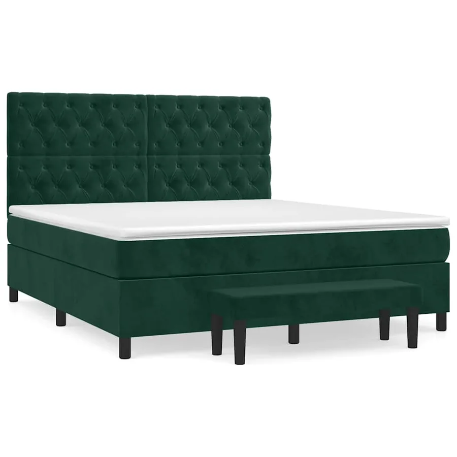 Sommier à lattes de lit et matelas Vert foncé 160x200cm Velours - 2