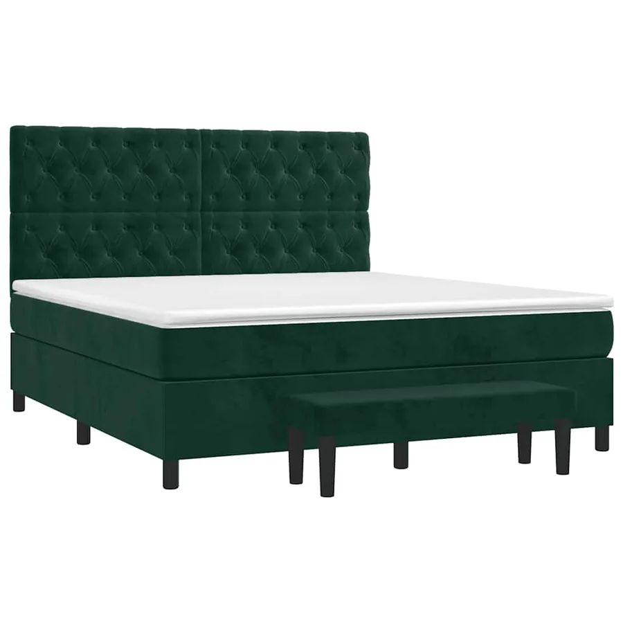 Sommier à lattes de lit et matelas Vert foncé 160x200cm Velours - 3