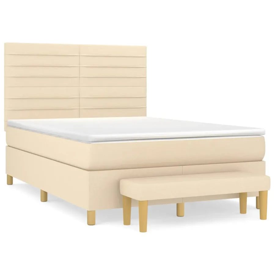 Sommier à lattes de lit avec matelas Crème 140x190 cm Tissu - 2