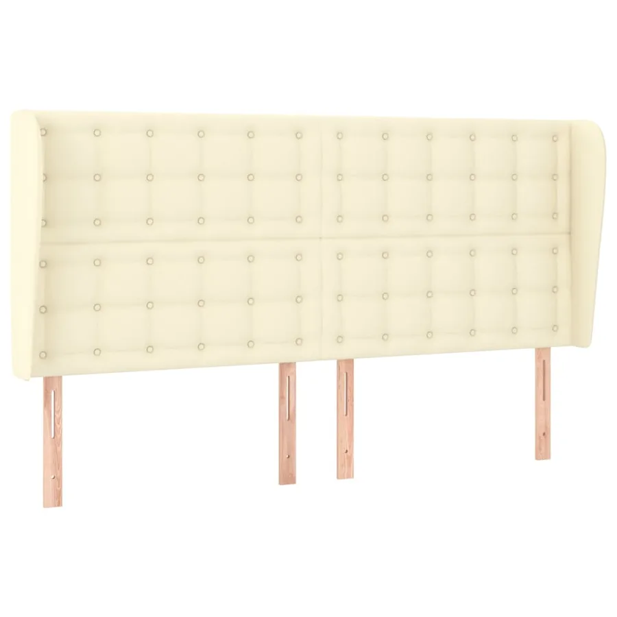 Tête de lit avec oreilles Crème 183x23x118/128 cm Similicuir - 2