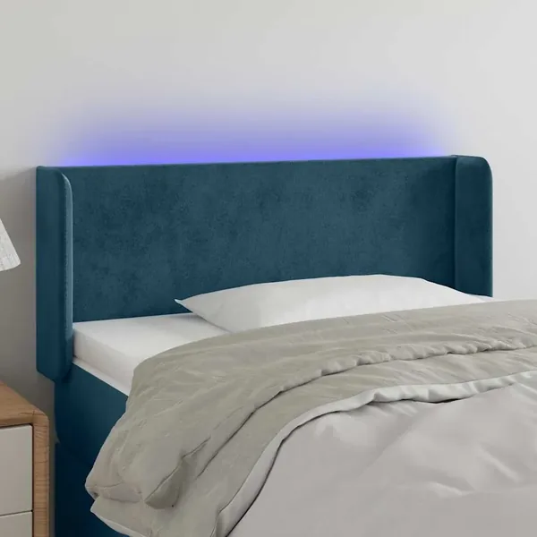Tête de lit à LED Bleu foncé 83x16x78/88 cm Velours