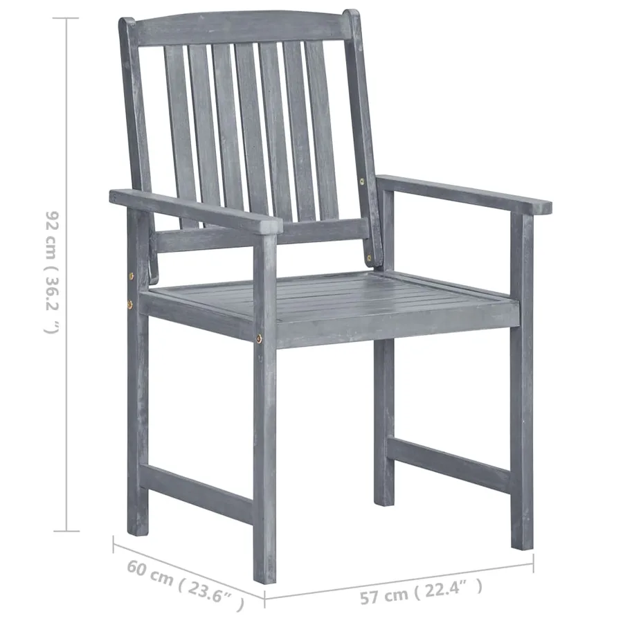 Chaises de jardin et coussins lot de 2 Gris Bois acacia massif - 14