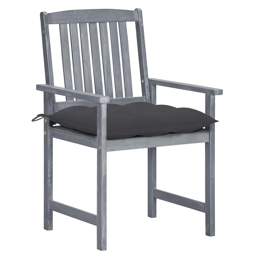 Chaises de jardin et coussins lot de 2 Gris Bois acacia massif - 2
