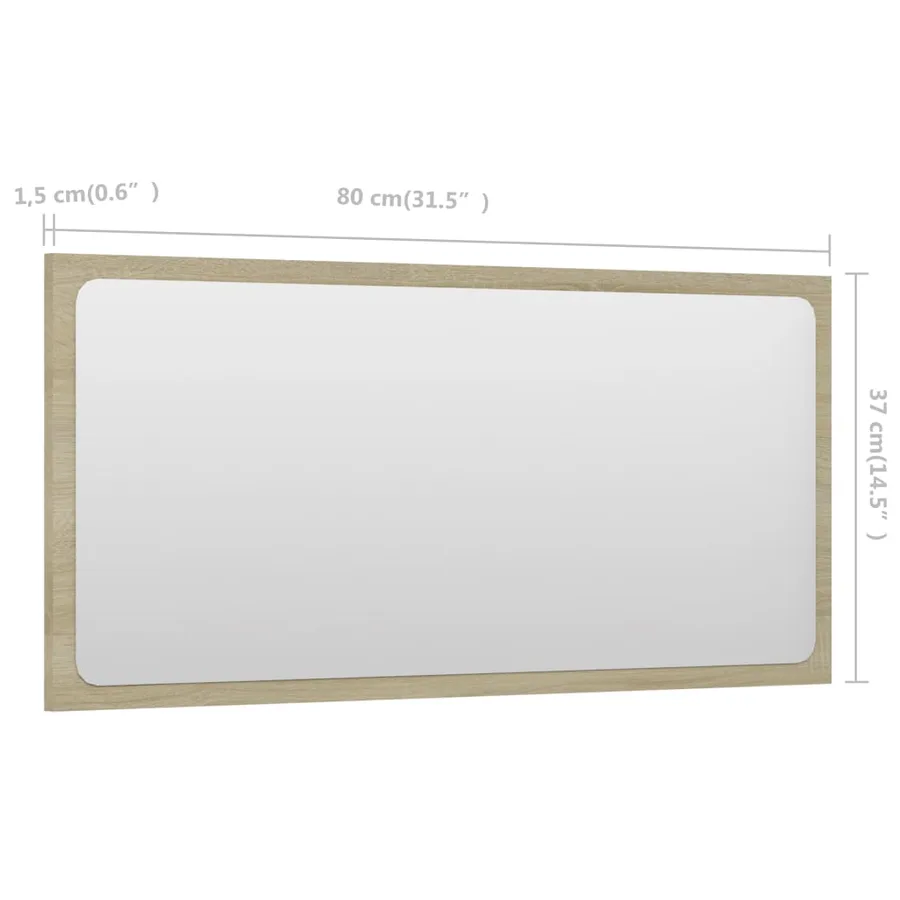 Miroir de salle de bain Chêne sonoma 80x1,5x37 cm Aggloméré - 5