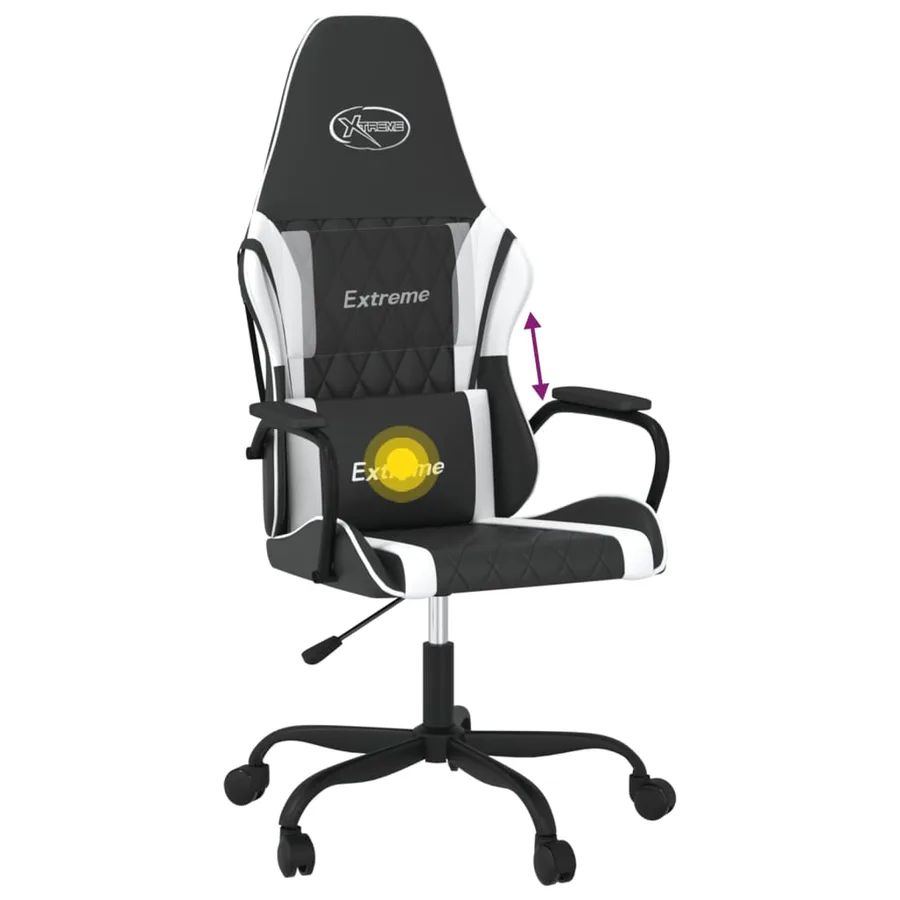 Chaise de jeu de massage Noir et blanc Similicuir - 7