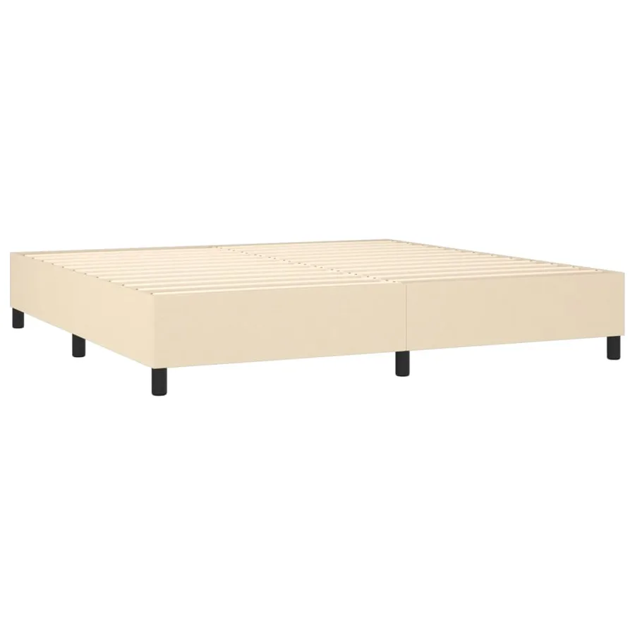 Sommier à lattes de lit matelas et LED Crème 200x200 cm Tissu - 5