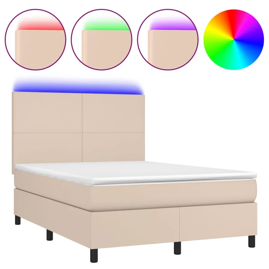 Sommier à lattes de lit avec matelas LED Cappuccino 140x190 cm - 2