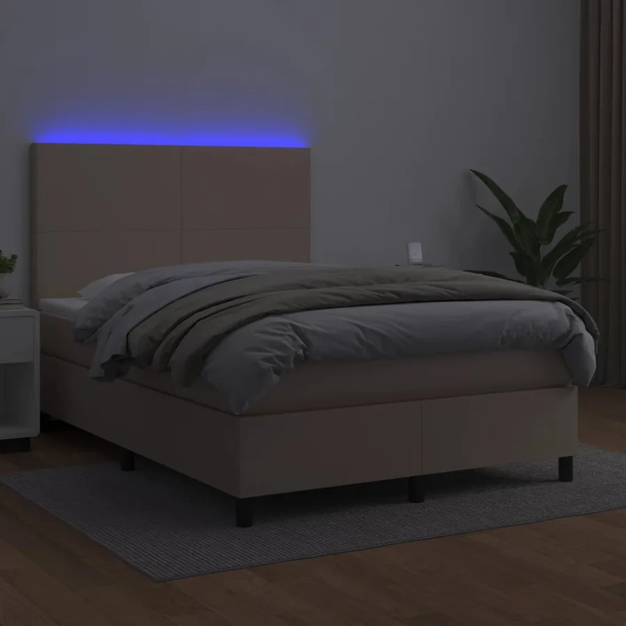 Sommier à lattes de lit avec matelas LED Cappuccino 140x190 cm - 4