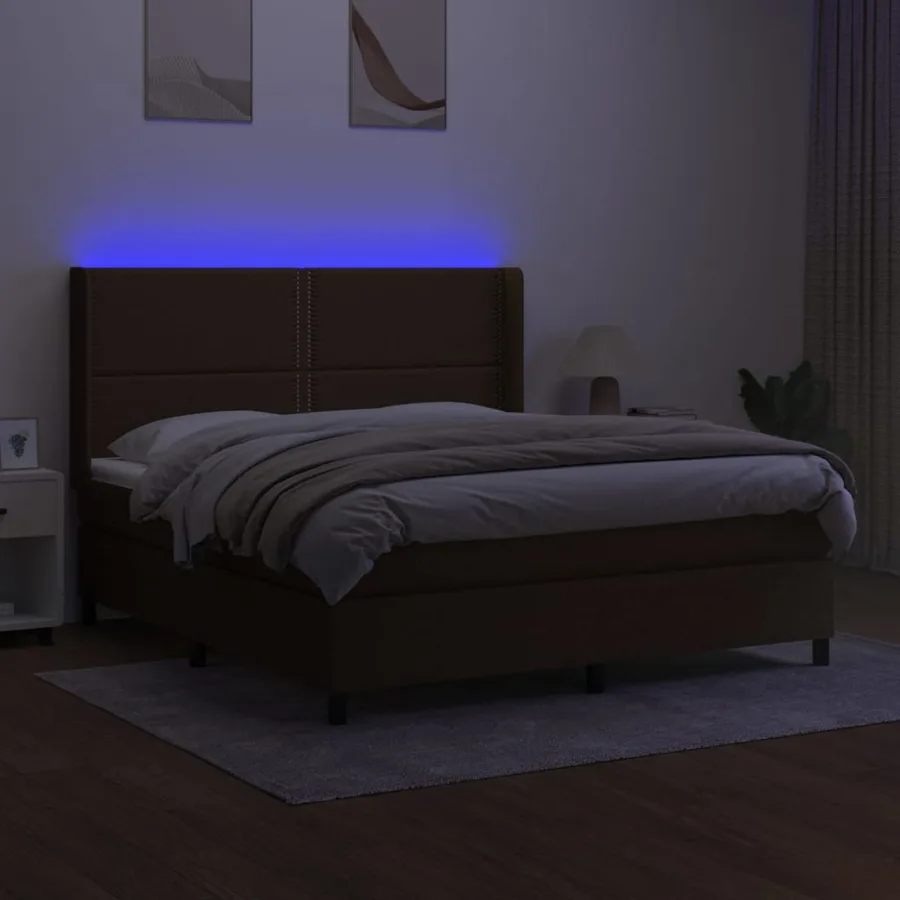 Sommier à lattes de lit matelas LED Marron foncé 180x200 cm - 3