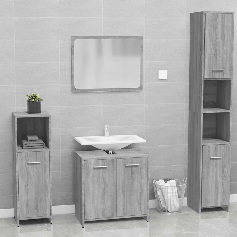Meubles de salle de bain Sonoma gris Bois d'ingénierie