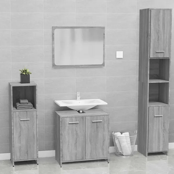 Meubles de salle de bain Sonoma gris Bois d'ingénierie