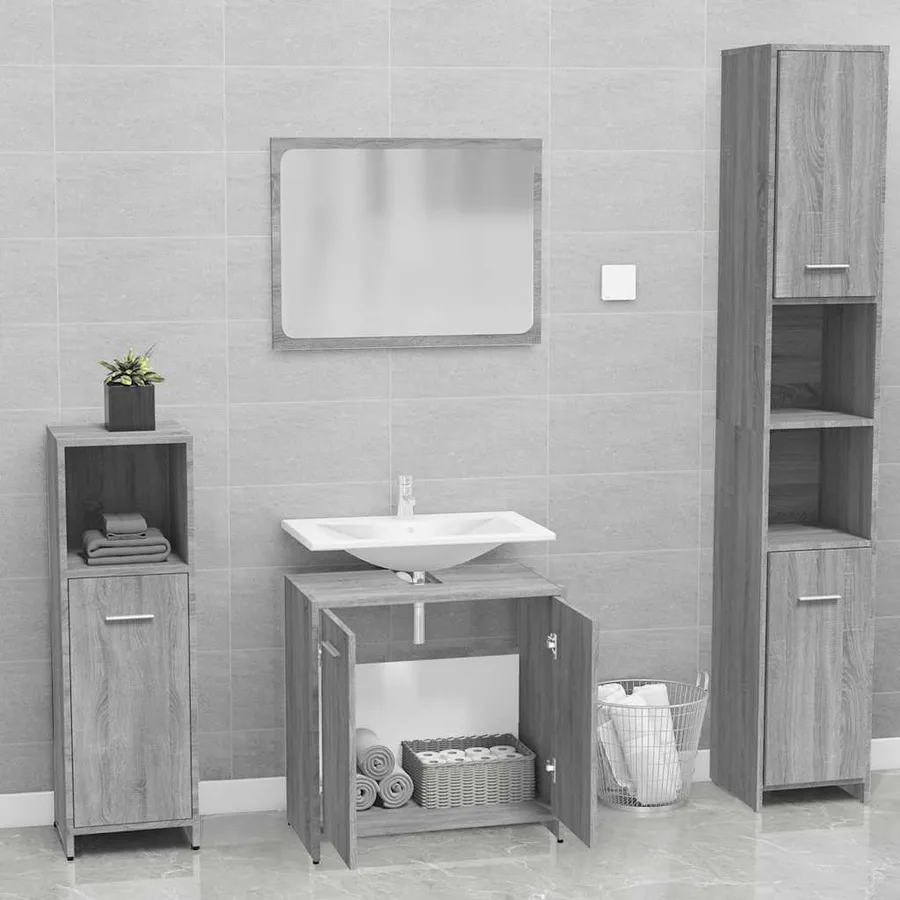 Meubles de salle de bain Sonoma gris Bois d'ingénierie - 3