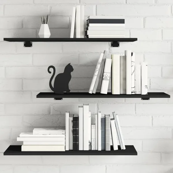 Panneaux de bibliothèque 4 pcs Noir 80x30x1,5 cm Aggloméré