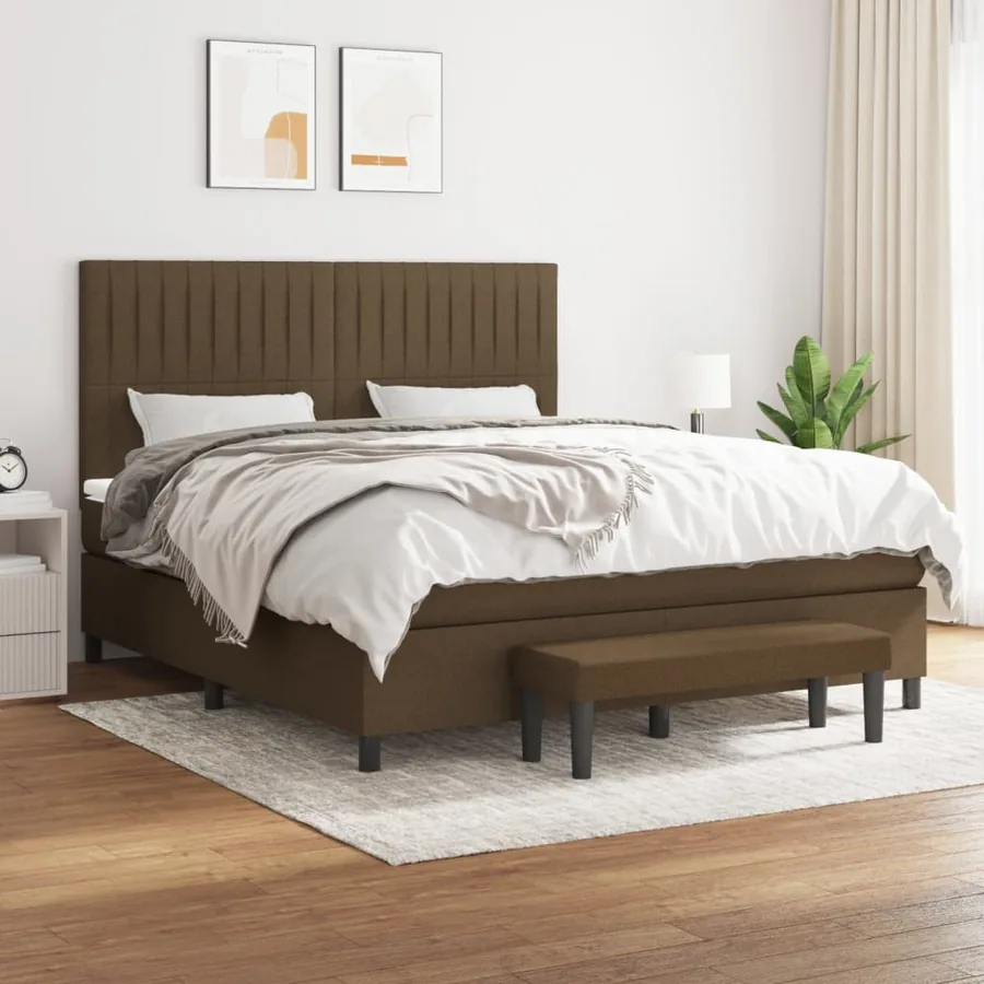Sommier à lattes de lit avec matelas Marron foncé 160x200 cm