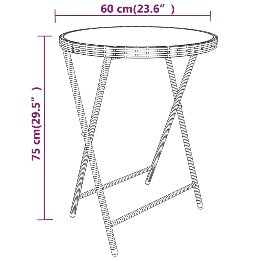 Ensemble de bistro de jardin 5 pcs poly rotin et verre trempé - 11