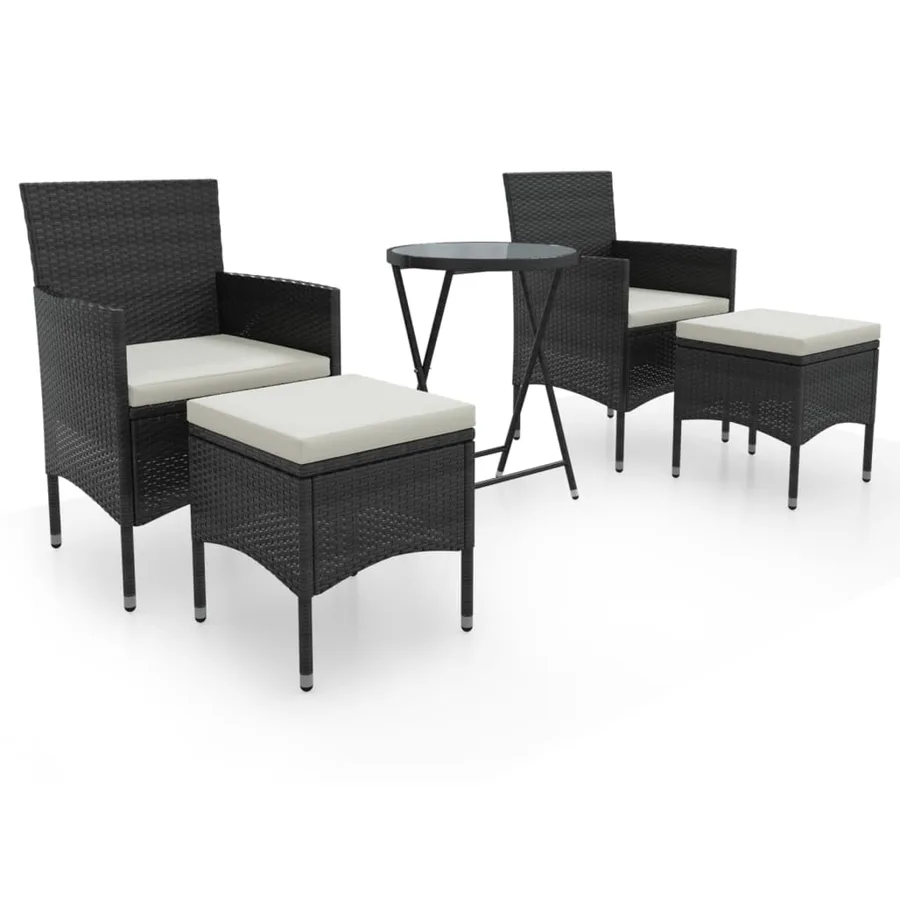 Ensemble de bistro de jardin 5 pcs poly rotin et verre trempé - 2