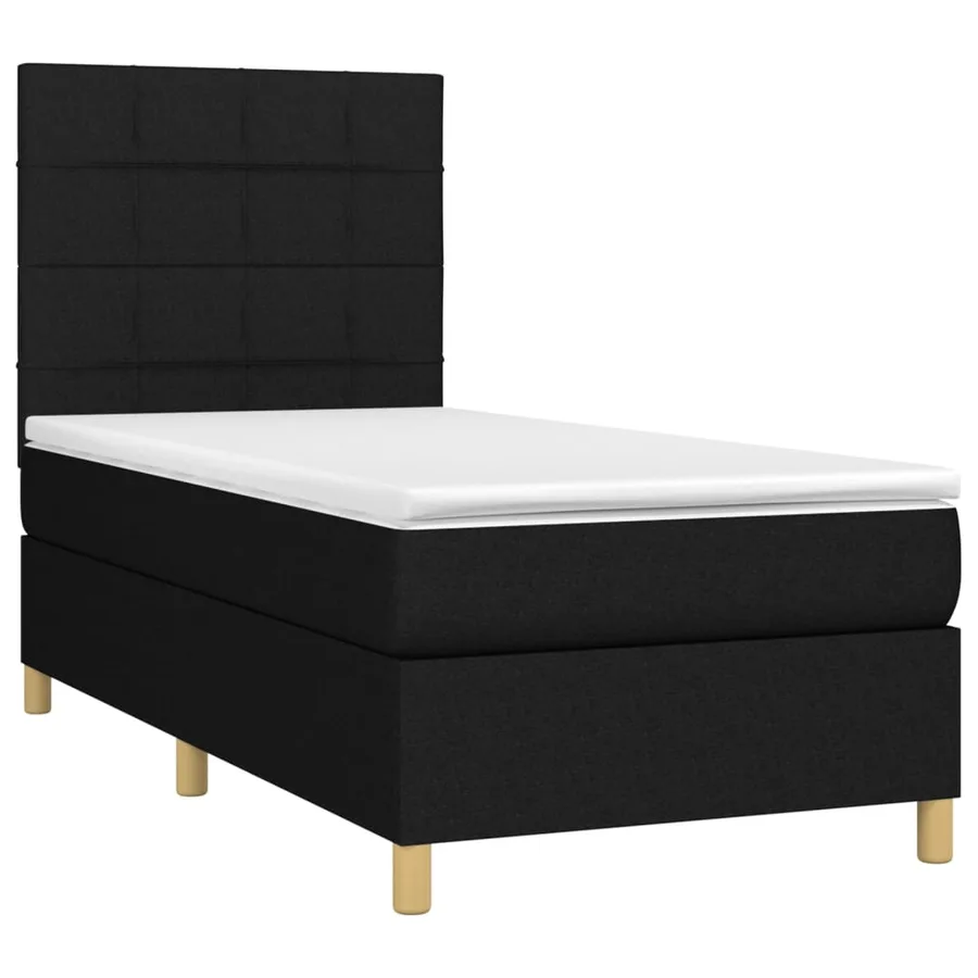 Sommier à lattes de lit avec matelas Noir 100x200 cm Tissu - 3