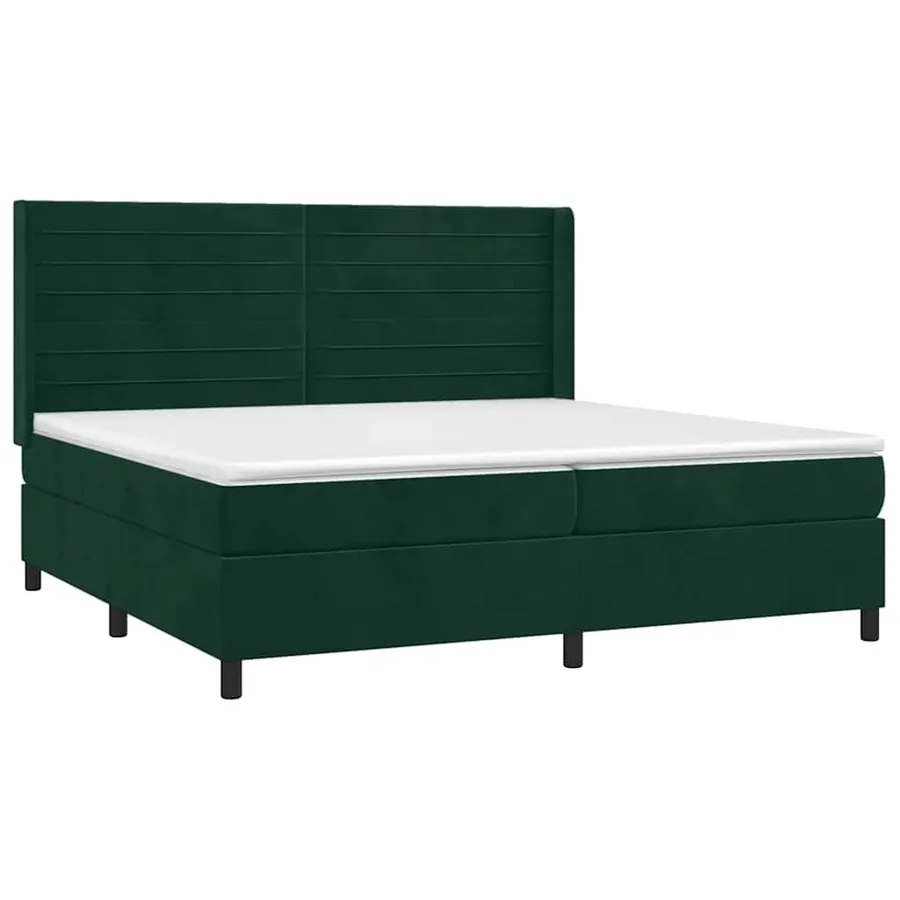 Sommier à lattes de lit matelas et LED Vert foncé 200x200 cm - 4
