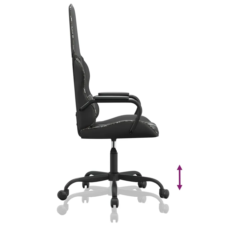 Chaise de jeu de massage camouflage et noir similicuir - 6