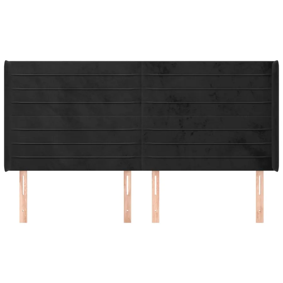 Tête de lit avec oreilles Noir 203x16x118/128 cm Velours - 3