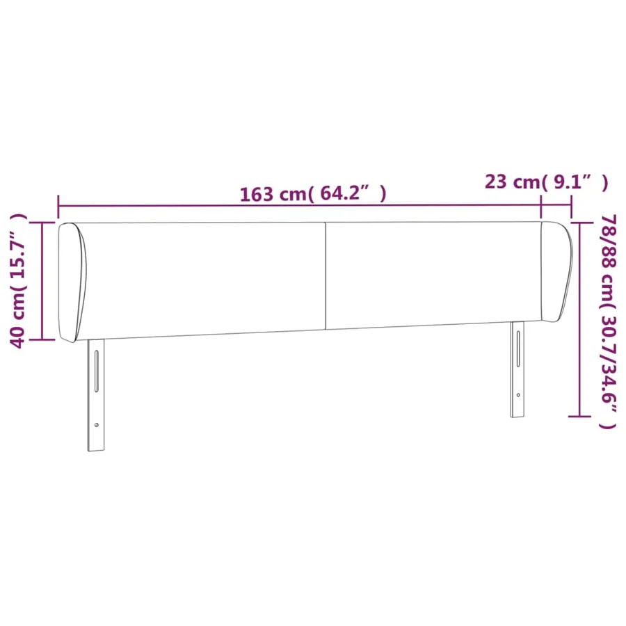 Tête de lit avec oreilles Crème 163x23x78/88 cm Similicuir - 9