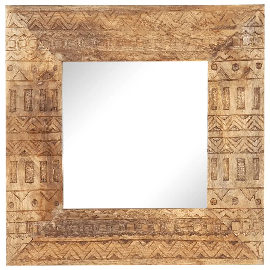 Miroir sculpté à la main 50x50x2,5 cm bois de manguier solide - 2