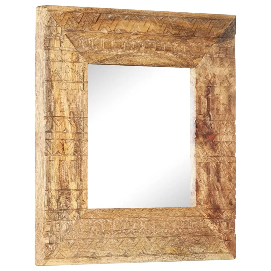 Miroir sculpté à la main 50x50x2,5 cm bois de manguier solide - 7