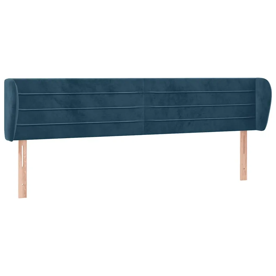 Tête de lit avec oreilles Bleu foncé 163x23x78/88 cm Velours - 2