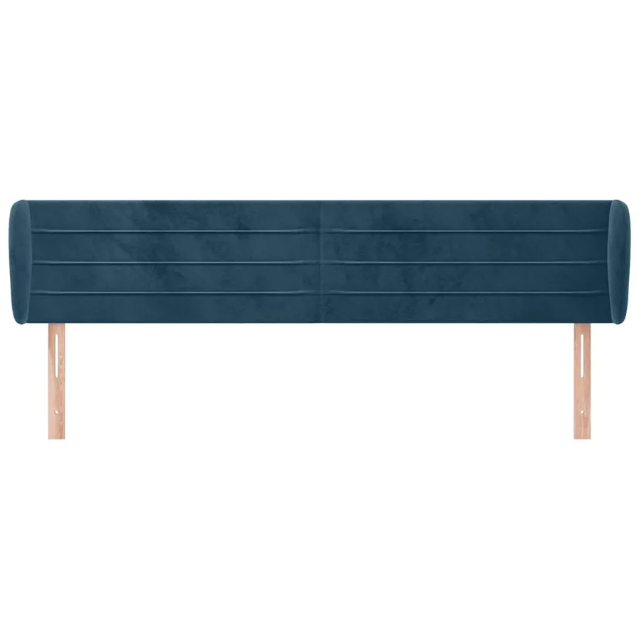 Tête de lit avec oreilles Bleu foncé 163x23x78/88 cm Velours - 3